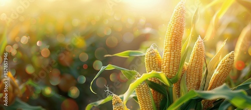 Ripe Corn Stalks in a Field During a Sunny Summer Day
