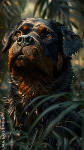 Wallpaper Mural Majestic Rottweiler Radiating Strength and Confidence in Lush Forest Clearing Torontodigital.ca