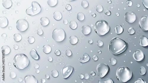 Wallpaper Mural The condensation of water droplets on a transparent background, abstract wet texture, pure aqua blobs pattern, in 3D, realistic modern illustration. Torontodigital.ca