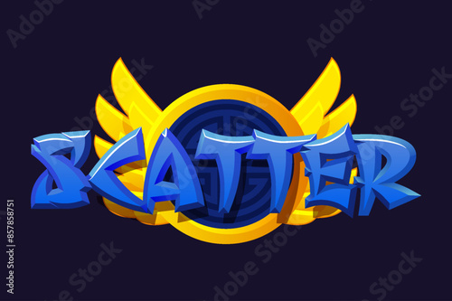 Slot Symbol Scatter. Chinese Style Icon for 2D Games and Casino or Slots