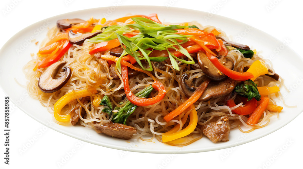 Delicious Japchae Korean Food on Transparent Background - Traditional Asian Cuisine for Gourmet Cooking, Ideal for Healthy Meals and Fresh Ingredients Delicious Japchae Korean Food on Transparent Background - Traditional Asian Cuisine for Gourmet Cooking, Ideal for Healthy Meals and Fresh Ingredients