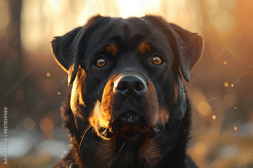 Robust Rottweiler Vigilantly Guards Rustic Countryside in Photographic 3D Render Robust Rottweiler Vigilantly Guards Rustic Countryside in Photographic 3D Render