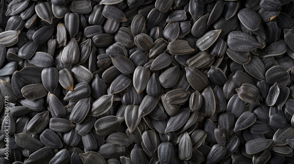 Close-Up Texture of Black Sunflower Seeds