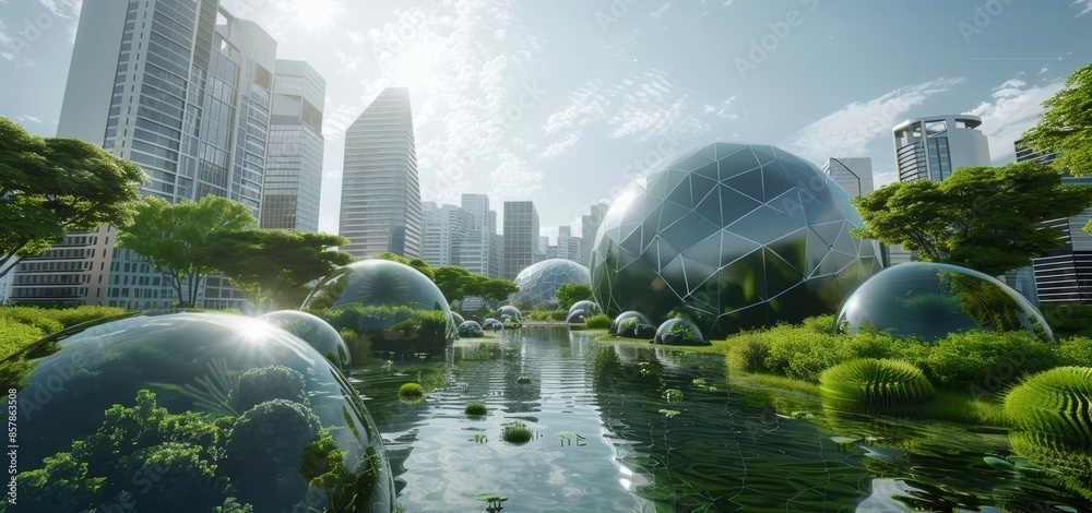 Sustainable future city concept powered by solar power and carbon ...