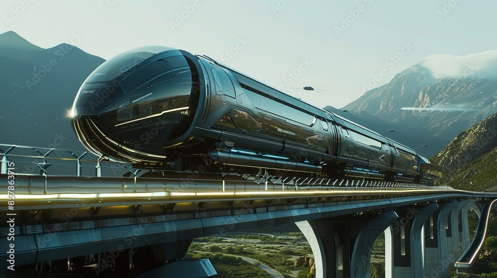 A fast train passenger locomotive in motion at a railway station ...