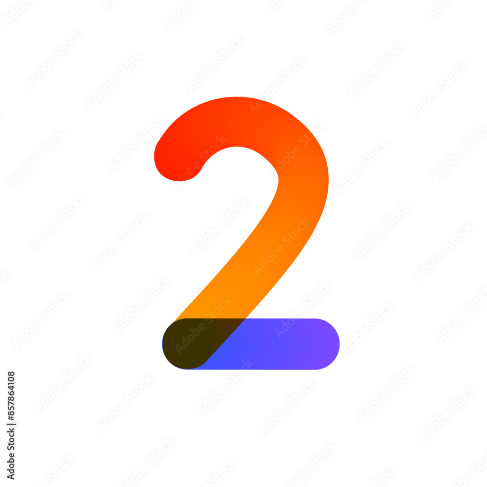 chiffre 2 en composition géométrique colorée chiffre 2 en composition géométrique colorée