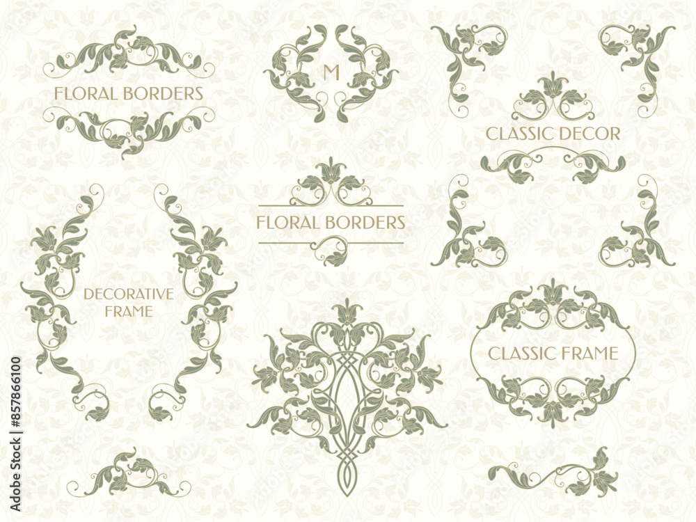 Collection of decorative elements. Vector frames, corners and borders.
Collection of decorative elements. Vector frames, corners and borders.