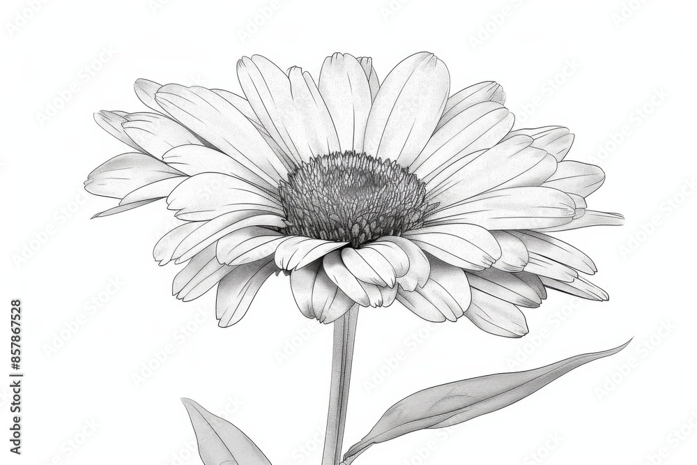 Fototapeta premium Serene aster outline symbolizing patience and grace under subtle light