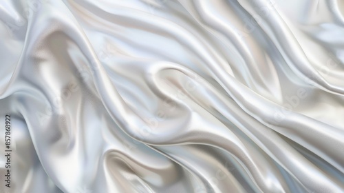 Modern realistic illustration of white yogurt, milk or creme texture. Abstract background with silk fabric, liquid yoghurt, dairy product, or cosmetic creme.