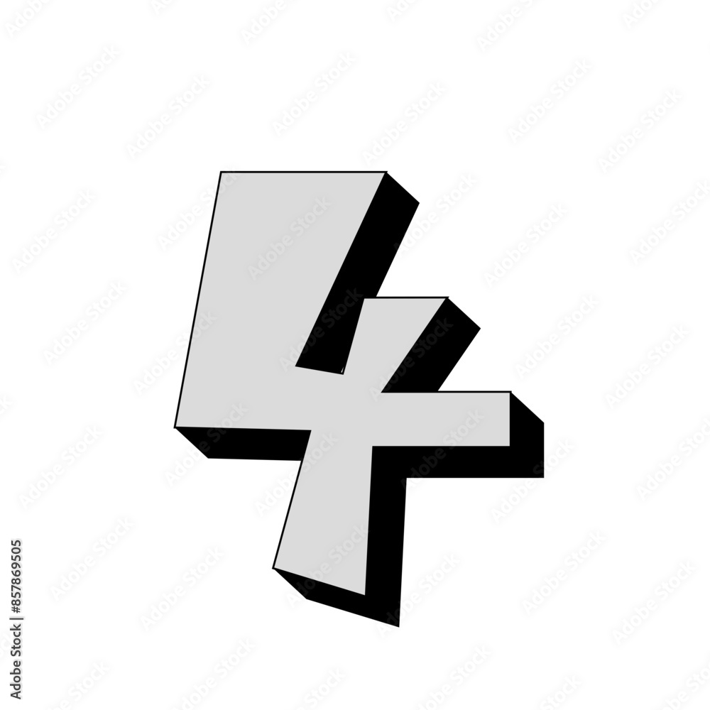 Obraz premium chiffre quatre en écriture cartoon noir et blanc