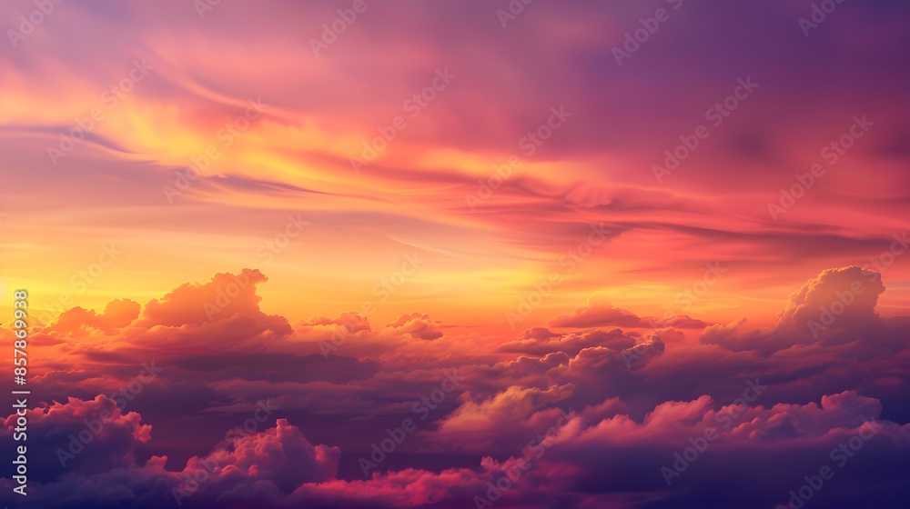 Dramatic Sunset Sky with Vibrant Colors and Majestic Clouds Dramatic Sunset Sky with Vibrant Colors and Majestic Clouds