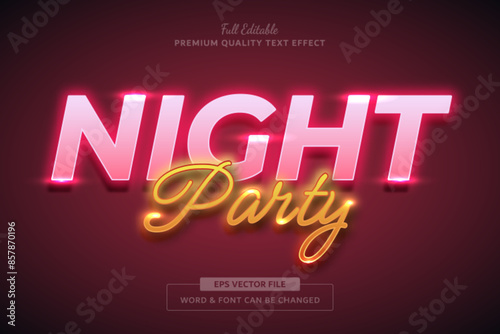Night Party Pink Yellow Editable Text Effect Font Style