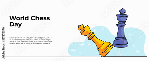 Vector illustration of king in chess.Modern flat in continuous line style.