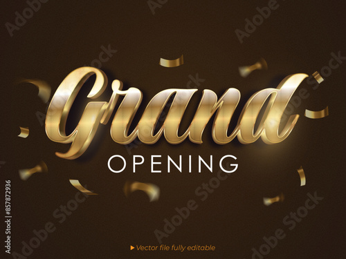 vector 3d text effect grand opening with golden light shimmer