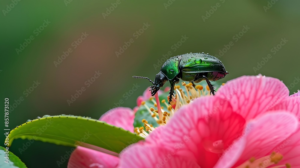 Fototapeta premium Pterygota on camellia flower