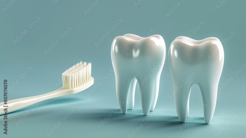 toothbrush and tooth isolated on a blue background toothbrush and tooth isolated on a blue background