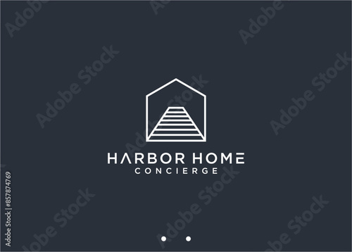 harbor house logo design vector silhouette illustration