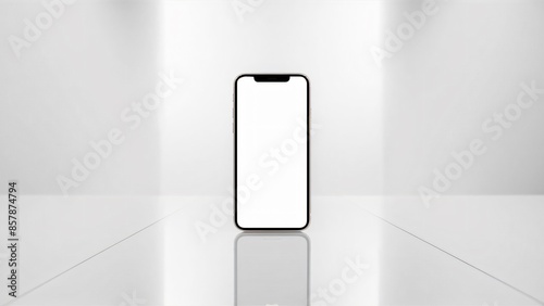 A phone with a blank white screen on white background