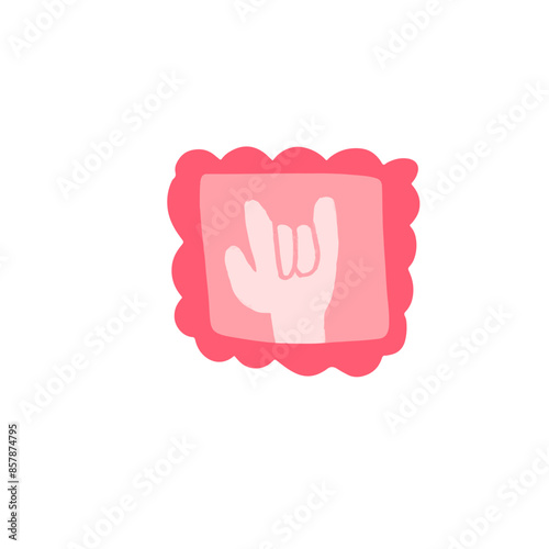 timbre rose avec une main