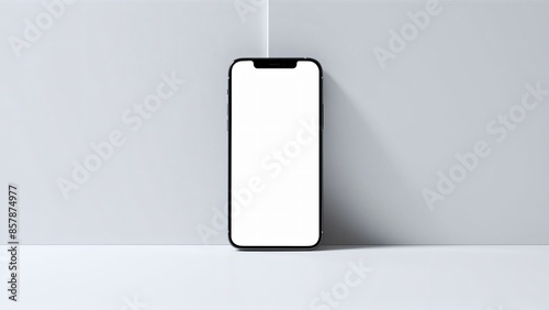 A phone with a blank white screen on white background