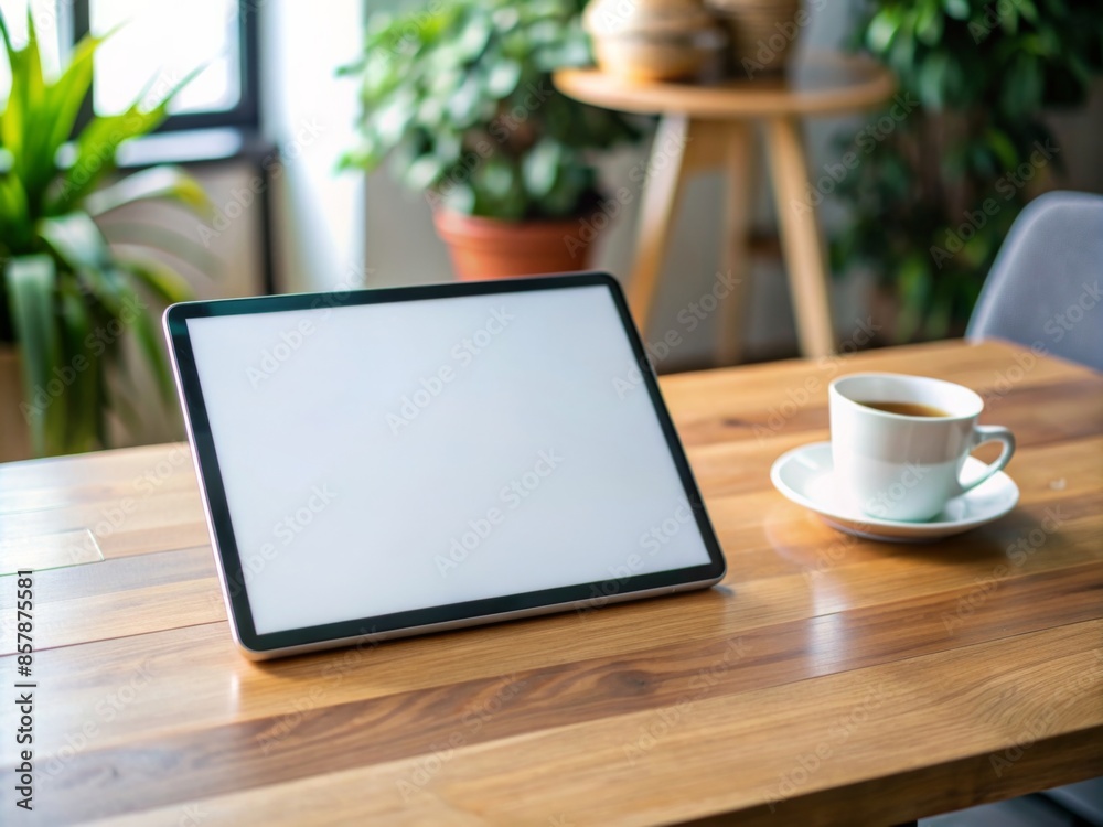 Tablet mockup on table daylight Tablet mockup on table daylight