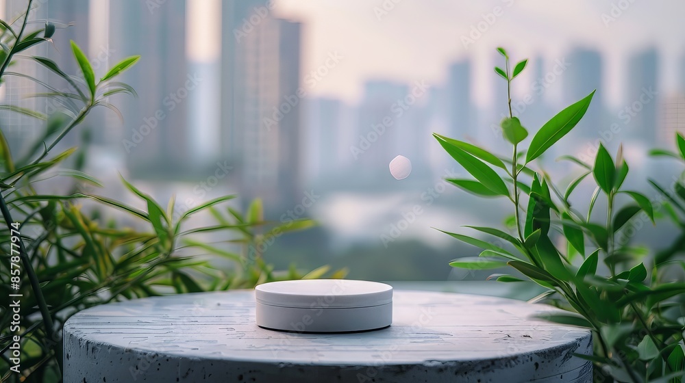 White Product Display On Concrete Platform