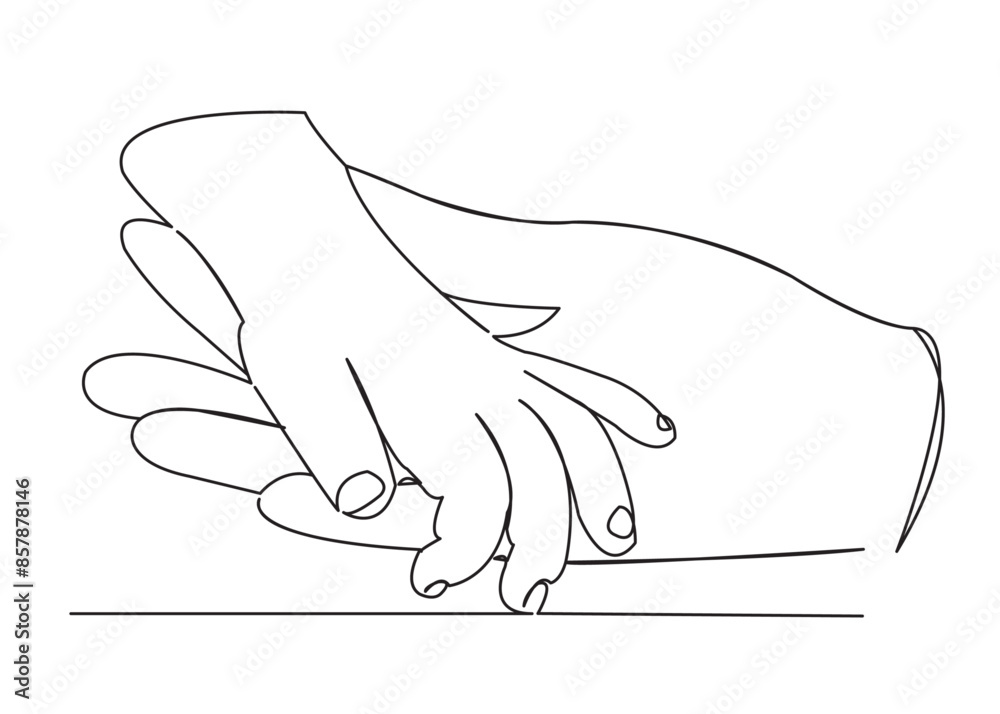 Fototapeta premium continuous single drawn one line of mom and baby hand palm hand drawn picture silhouette. Line Art. Hands