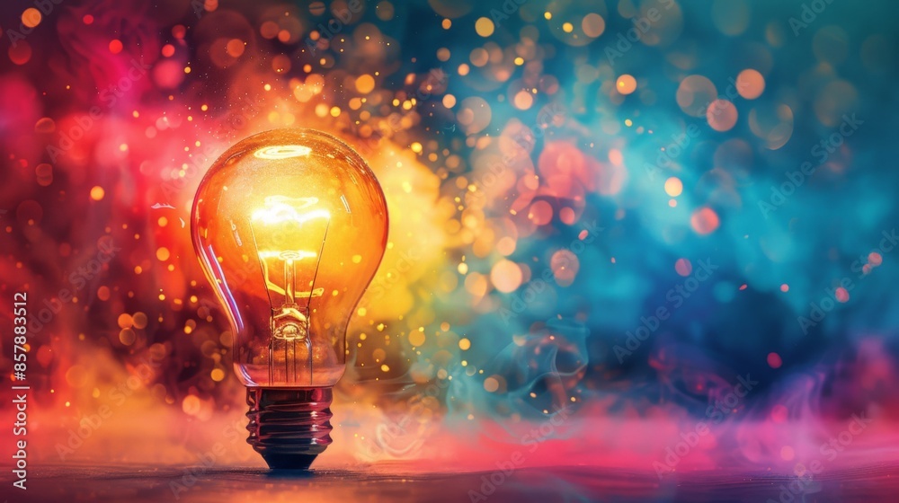 A vibrant light bulb with colorful splashes of paint symbolizing creativity and innovation in digital marketing A vibrant light bulb with colorful splashes of paint symbolizing creativity and innovation in digital marketing