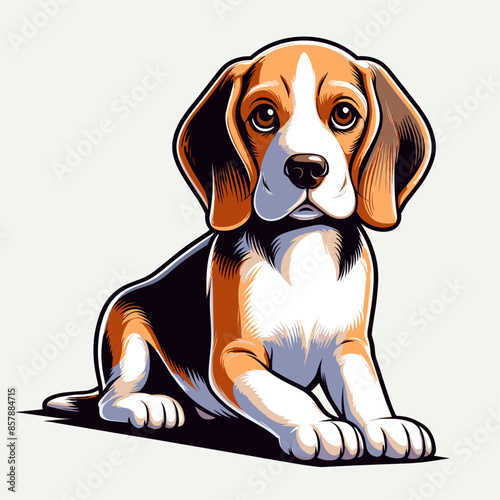 Adorable Purebred Beagle Puppy: Happy and Playful Domestic Dog with Brown and White Fur in a Natural Green Environment