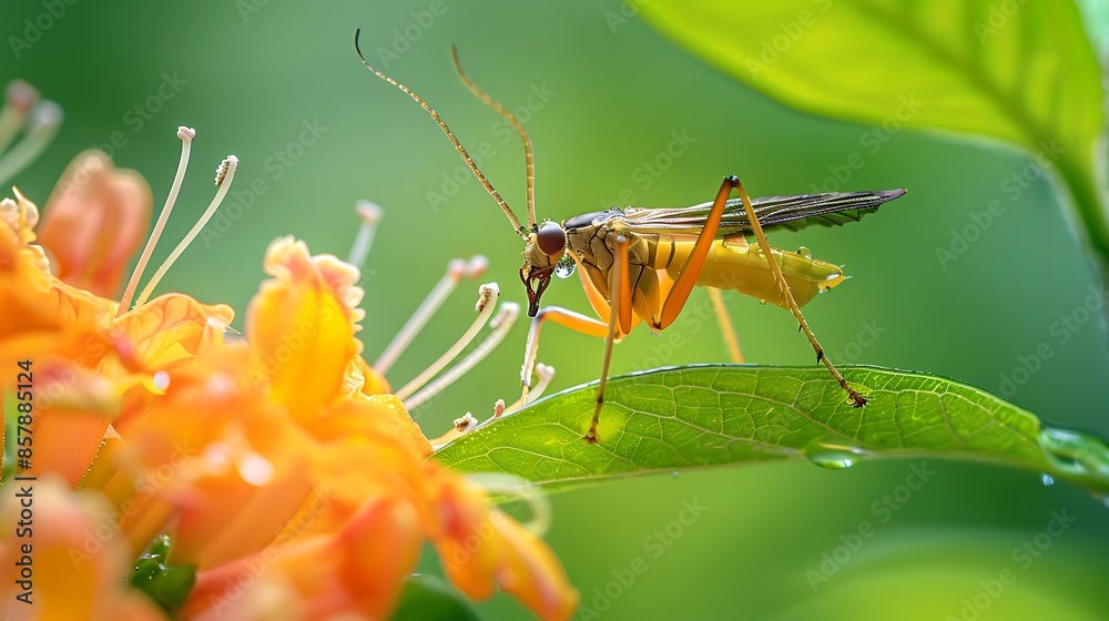 Pterygota on honeysuckle flower Pterygota on honeysuckle flower