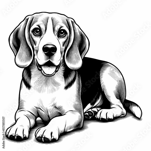 Adorable Purebred Beagle Dog Portrait in Nature: Happy, Friendly, and Active Domestic Pet Enjoying Summer Outdoors