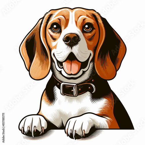 Charming Beagle Puppy in Summer Park: Adorable, Friendly, and Healthy Domestic Animal with Joyful Expression