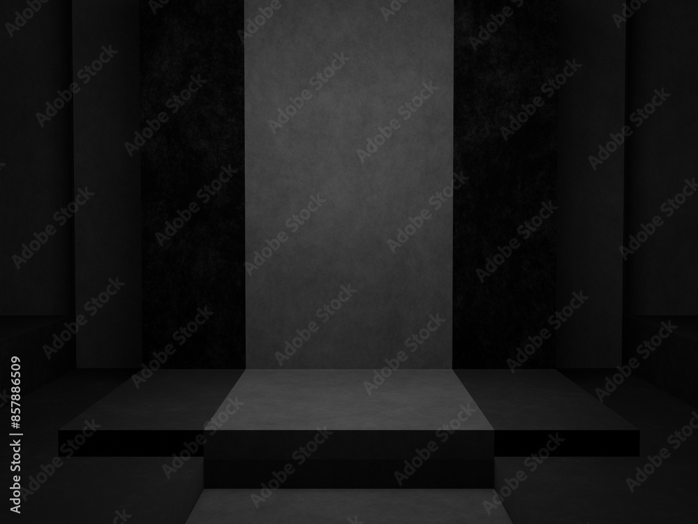 Black concrete room background. Black concrete room background.