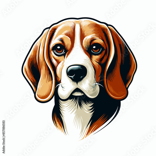 Joyful Beagle Puppy Portrait: Cute and Lovely Purebred Dog Enjoying Fun and Happiness in a Beautiful Nature Background