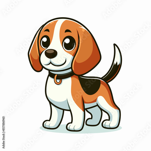 Adorable Purebred Beagle Puppy: Happy and Playful Domestic Dog with Brown and White Fur in a Natural Green Environment © ARSHDEEP