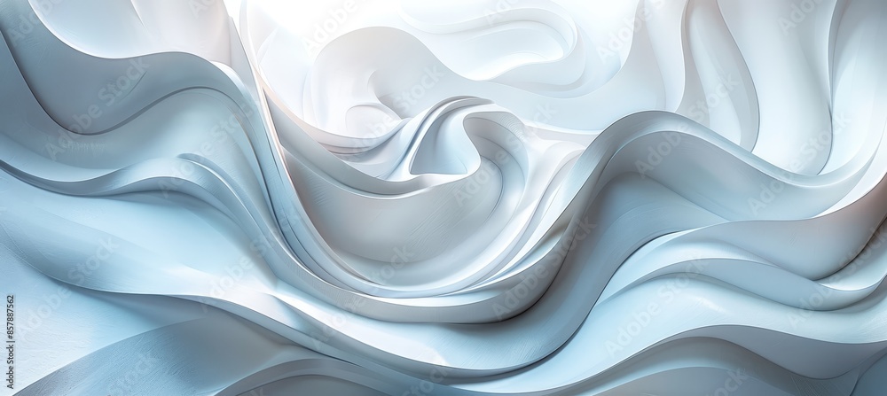 Fototapeta premium 3D White Geometric Abstract Background with Overlapping Layers