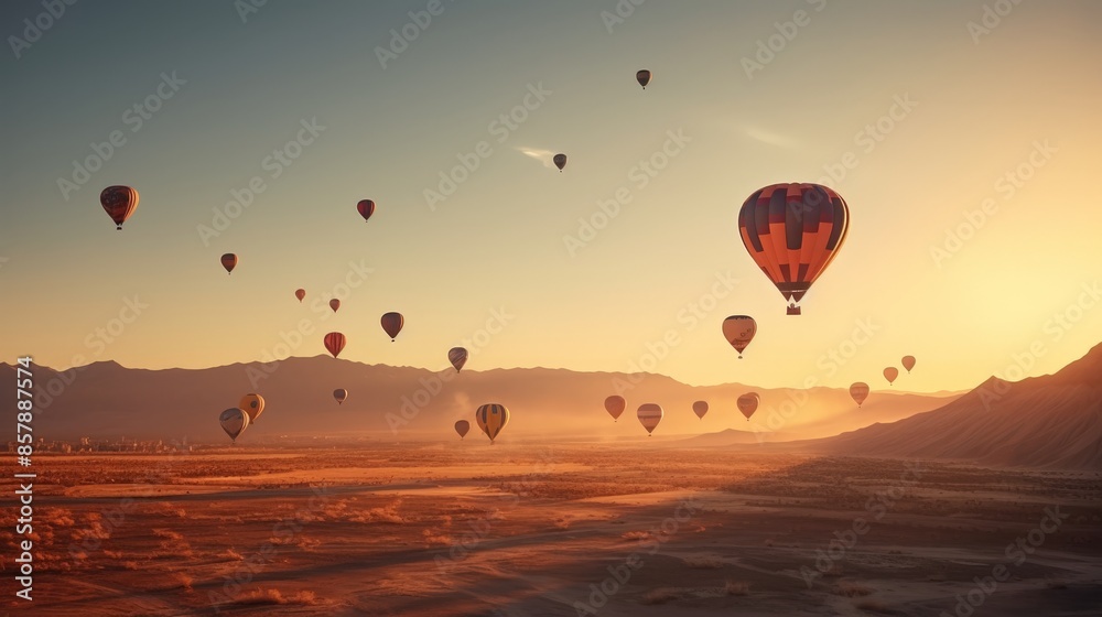 Naklejka premium A colourful hot air balloon floating