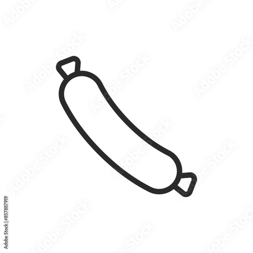 Sausage, linear style icon. processed meat and food. Editable stroke width