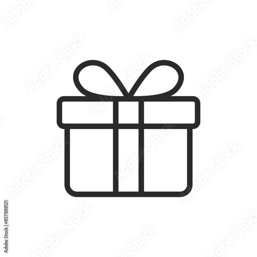 Gift with bow, linear style icon. wrapped present. Editable stroke width
