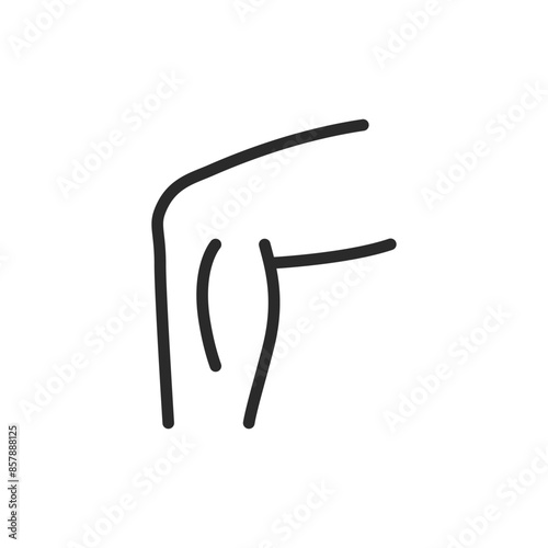 Calf muscle, linear style icon. Represents the calf muscle on the leg, often used in contexts related to fitness, health, or anatomy. Editable stroke width