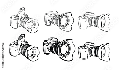 The sketche of a professional SLR camera.