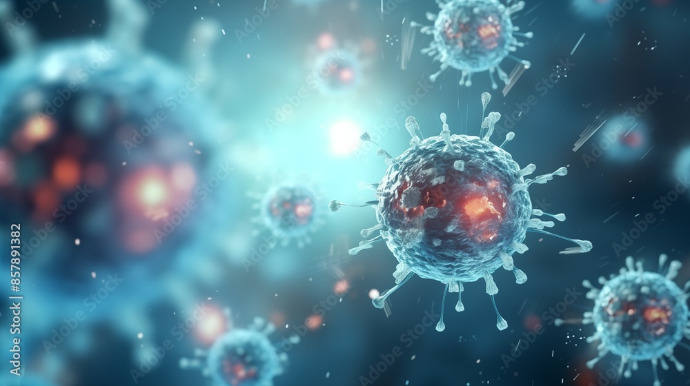 Microscopic View of Viruses in a Biological Context Showing Infection Microscopic View of Viruses in a Biological Context Showing Infection