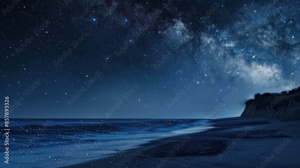 The sky with star at the lake in the twilight after sunset. The sky with star at the lake in the twilight after sunset.