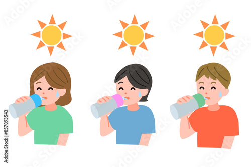 水分補給する人たち