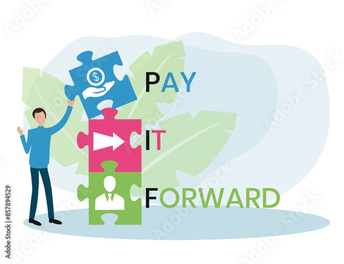 PIF - Pay It Forward acronym. business concept background. vector illustration concept with keywords and icons. lettering illustration with icons for web banner, flyer