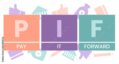 PIF - Pay It Forward acronym. business concept background. vector illustration concept with keywords and icons. lettering illustration with icons for web banner, flyer