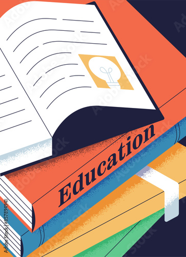 Books stack for education and knowledge, poster design. Reading and learning,...
