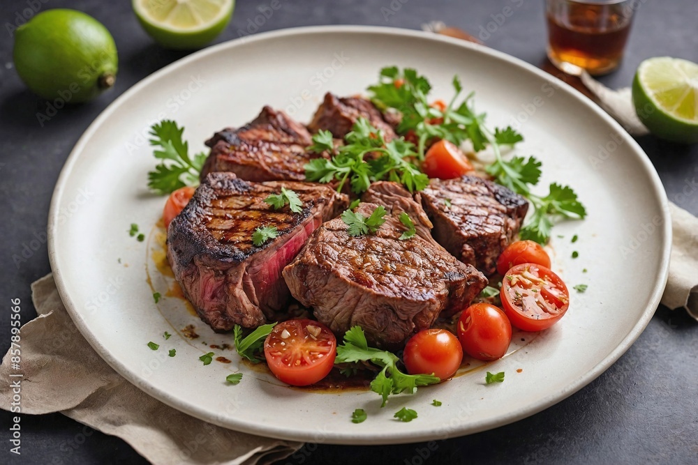 African Cuisine Nyama Choma: an overhead view of a minimalist Nyama Choma presentation. African Cuisine Nyama Choma: an overhead view of a minimalist Nyama Choma presentation.