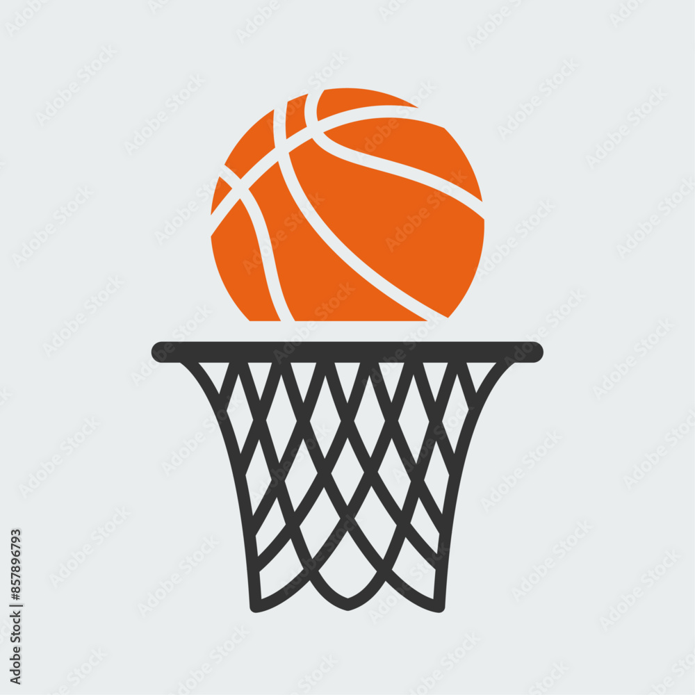 Basket for Basketball Game. Basketball Ball and Basketball Hoop. Easy editable vector design. Basket for Basketball Game. Basketball Ball and Basketball Hoop. Easy editable vector design.