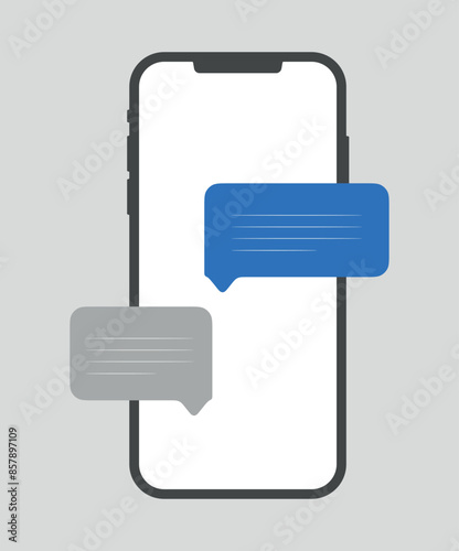 Smart Phone chatting sms template bubbles. iPhone message ui template, text to the message clouds on messenger. Compose dialogues using sample chat bubble speech on smartphone.